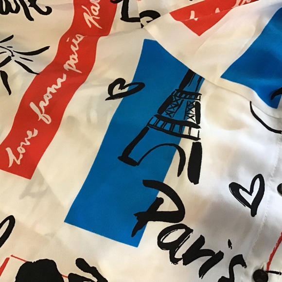 KARL LAGERFELD PARIS White Logo Sketch Print Short Sleeve Shirtdress Size 4 - Picture 6 of 10